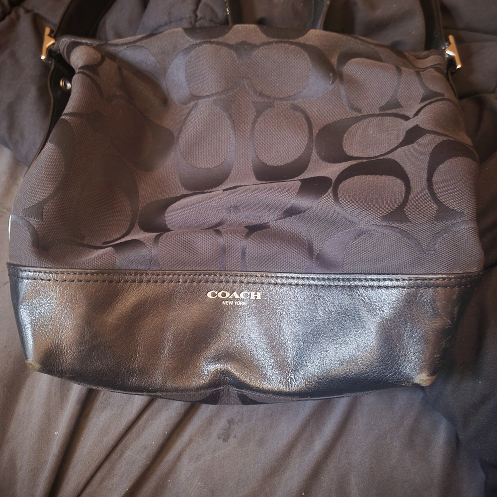 Coach Dark Gray Signature Shoulder Bag